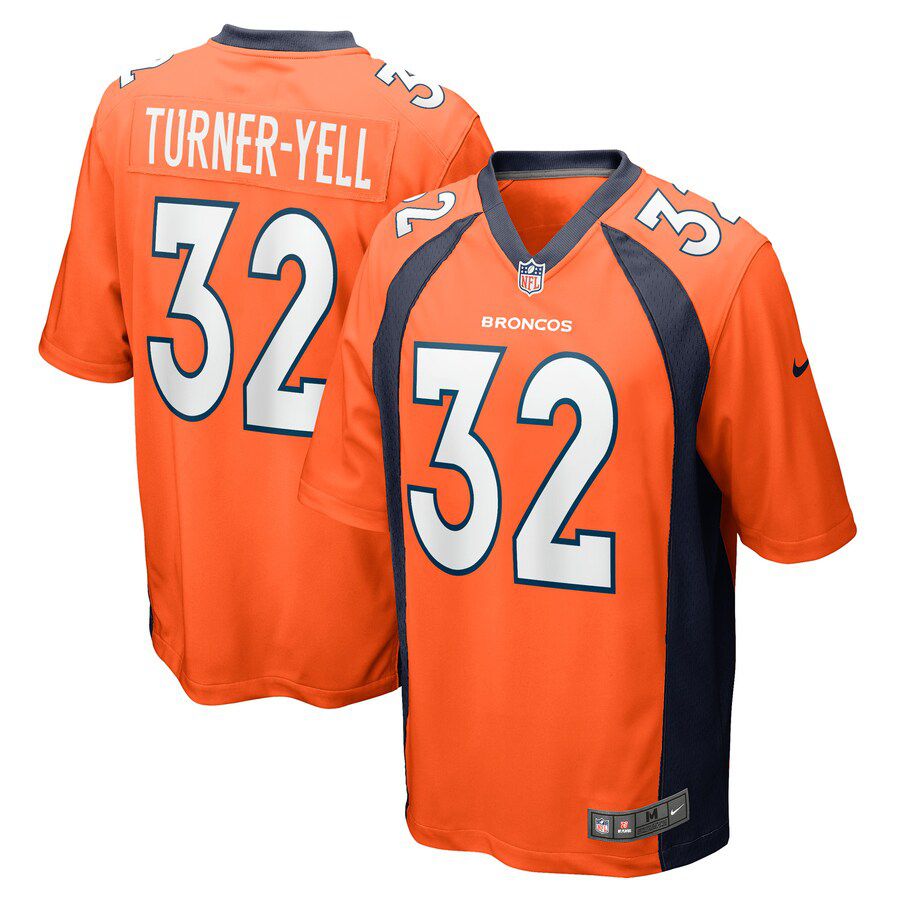 Men Denver Broncos 32 Delarrin Turner-Yell Nike Orange Game Player NFL Jersey